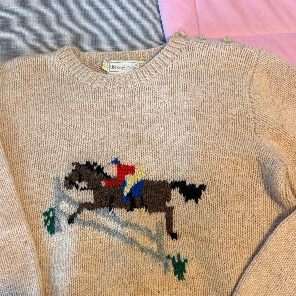 Vintage eagle’s eye hand knit wool jockey sweater - Picture 6 of 7